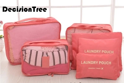 

6 in 1 Waterproof Lady Polyester Makeup Bag Storage Wash Beauty Toiletry Case Pouch High Quality Clear Women Cosmetic Bag LY346