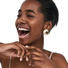 Позолоченные посеребренные серьги, модные ювелирные изделия, большой круглый шар, подвеска, массивные серьги для женщин, подарки, свадебные аксессуары