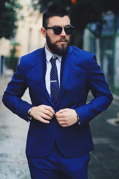 

Latest Coat Pant Designs Royal Blue Notched Lapel Custom Made Suit For Men High Quality Causal Slim Fit 2 Pieces Costume Homme C