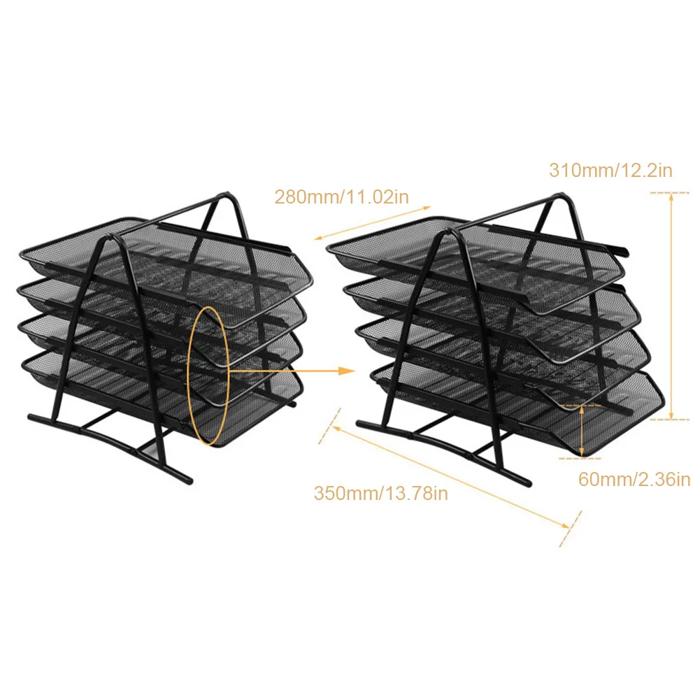 Офисные принадлежности, многослойная отделка, металлическая сетка, лоток для файлов формата А4, четырехслойная полка для накачивания данных