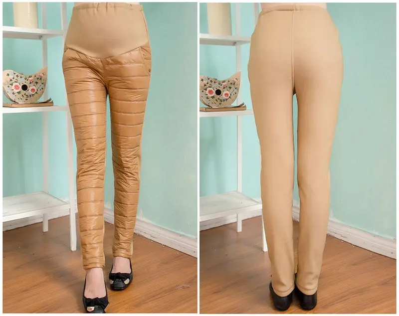 Plus Thickening Winter Autumn Maternity Leggings Pants For Pregnant Women Warm Cotton Padded Pregnancy Care Trousers Clothing (12)