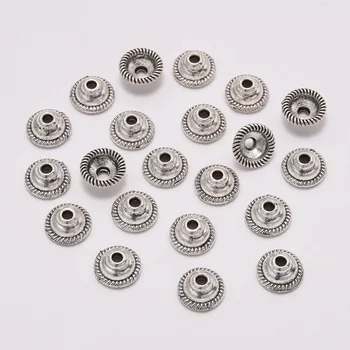 

50pcs/Lot 8mm Tibetan Antique Round Flower Bead End Caps Receptacle Hollow Out Flower Torus DIY Spaced Apart Jewelry