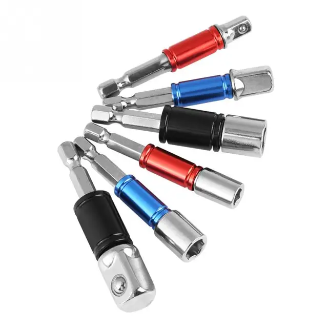 6pcs/Lot 1/4inch Shank Hex Socket Sleeve Magnetic Tools Nut Driver Set Power Tool with Extension Bar Adapter