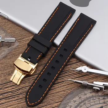 

Silicone Rubber Watchband 20mm 22mm 24mm26mm apply to tissot Watch Band Wrist Strap Sports Belt Bracelet Black orange line .