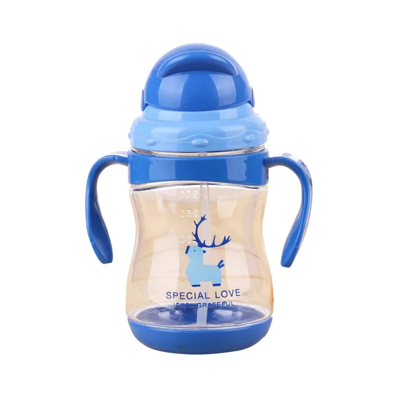 Baby Feeding Kids Sippy Cups Drinking Bottles Infant Children Learning Drinking Cups With Double Handles Straws 300ML 