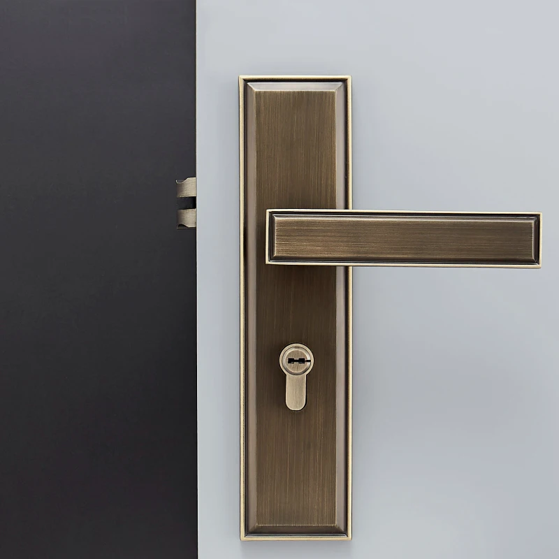  1Set Black/Bronze American Silent Brass Door Lock for Simple Interior Doors Square Door Handle Uneq - 33047609615