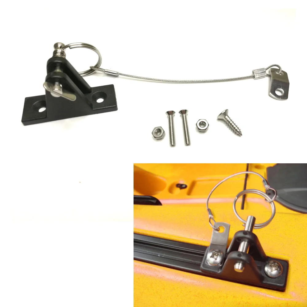 Kayak Anchor Quick Release System Nylon Deck Hinge with Stainless Pin Lanyard for Kayak Slide