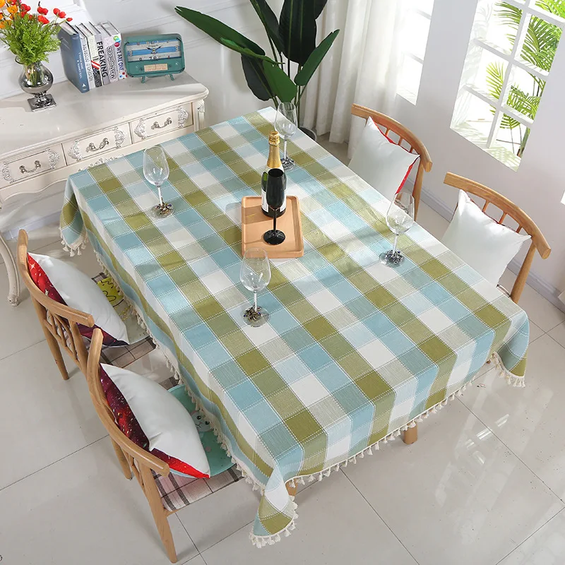 

Simanfei Table Cloth European Cotton and Linen Color Matching Lattice Rectangle Waterproof and Oil-proof Hot Sale Table Cloth