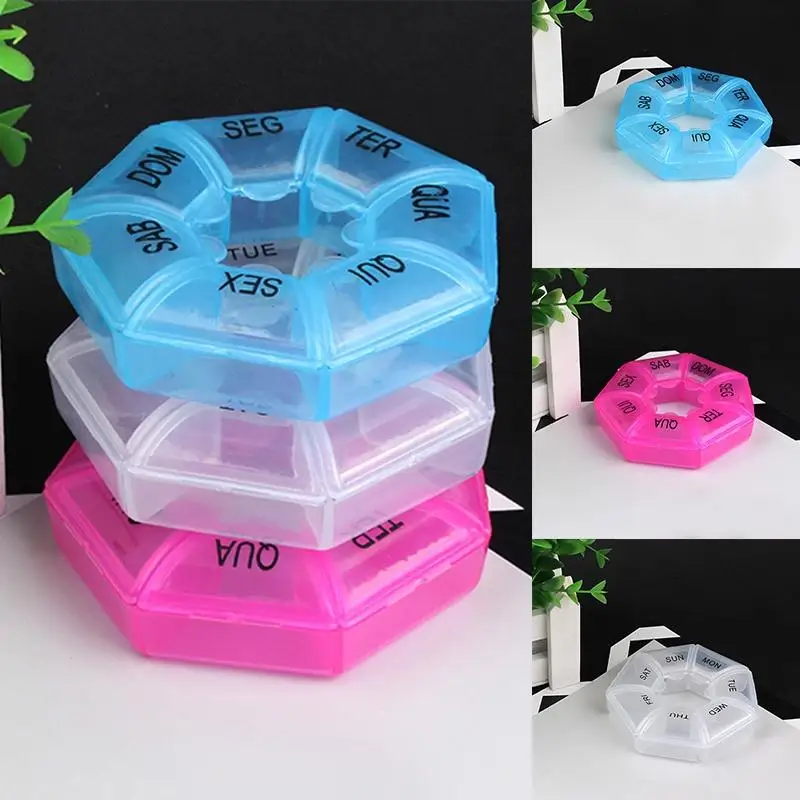 

Sale Tablet Case 7 Day Medicine Weekly Round Box Container Pill Box Storage Holder