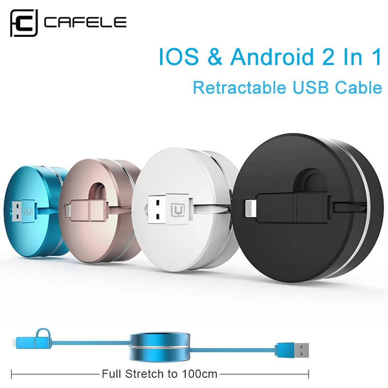 CAFELE Luxury 2 in 1 Retractable Cable for Micro font b Android b font Samsung S7