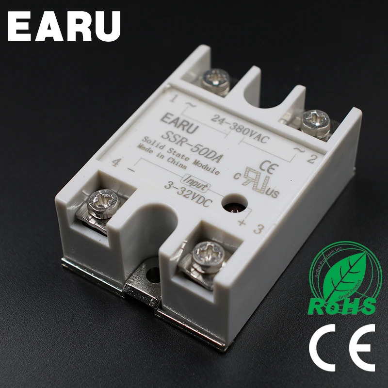 

1PC SSR-50 DA SSR-50DA 50A SSR Relay input 3-32VDC output 24-380VAC for PID Temperature Controller Moudle Voltage Transformer