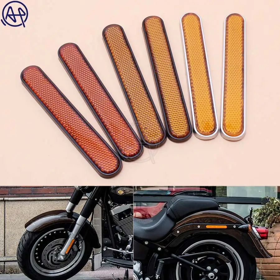 

1pair Orange Front Fork Leg Reflector Reflective Sticker Plastic For Harley Universal Fit All Motorcycle Car