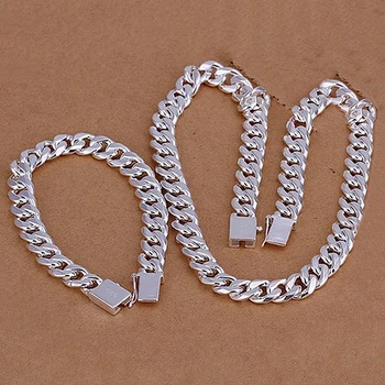 

New Fashion Chain S925 Silver Color Necklace Pendant Men's Jewelry Hot Sale Side Necklace