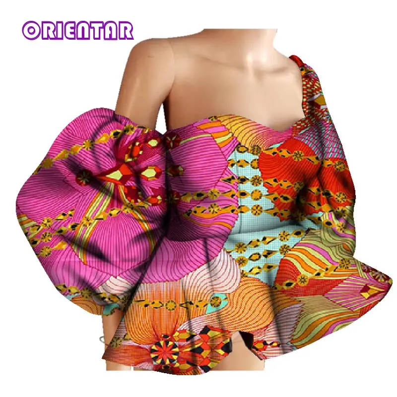 Fashion Women Blouse African Wax Print One shoulder Top Shirts for Women Bazin Riche African Style Clothing WY3397 african culture clothing