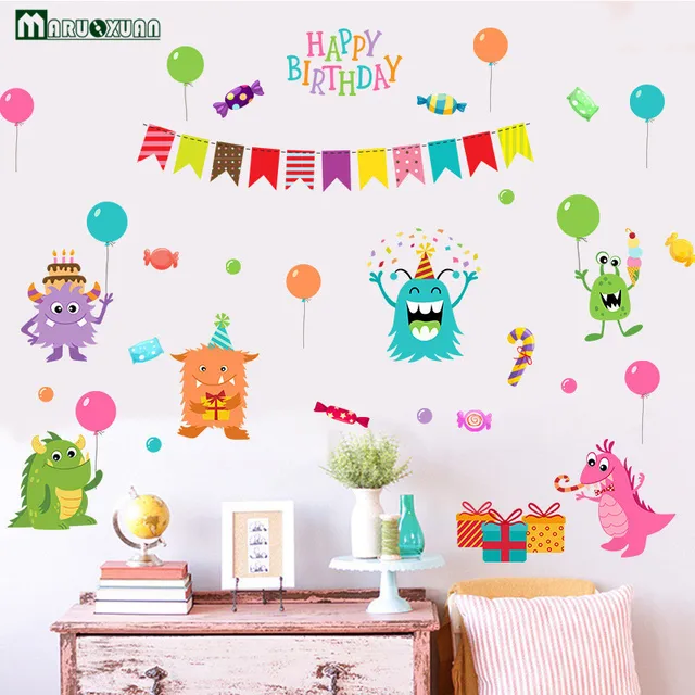 New Happy Little Monster Stickers Children\u0027s Room Kindergarten Wall Stickers Wholesale Wallpaper Cartoon Decoration Wall Sticker