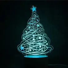 

Bedroom Home Decor Sleep Lighting Led Xmas Gifts Acrylic Table Lamp 7 Colors Atmosphere Usb 3D Christmas Tree Shape Night Lights