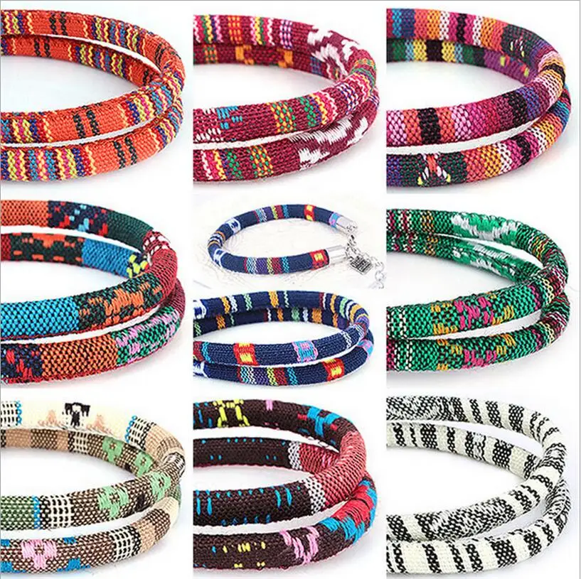 

5 yards 6mm Multicolor Fabric Cotton Cords Rope Necklaces Bracelets Cord Rope for DIY Handmade Jewelry Making Findings Z484