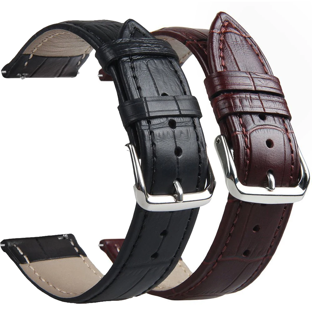 high quality watch bracelet belt black watchbands genuine leather watch