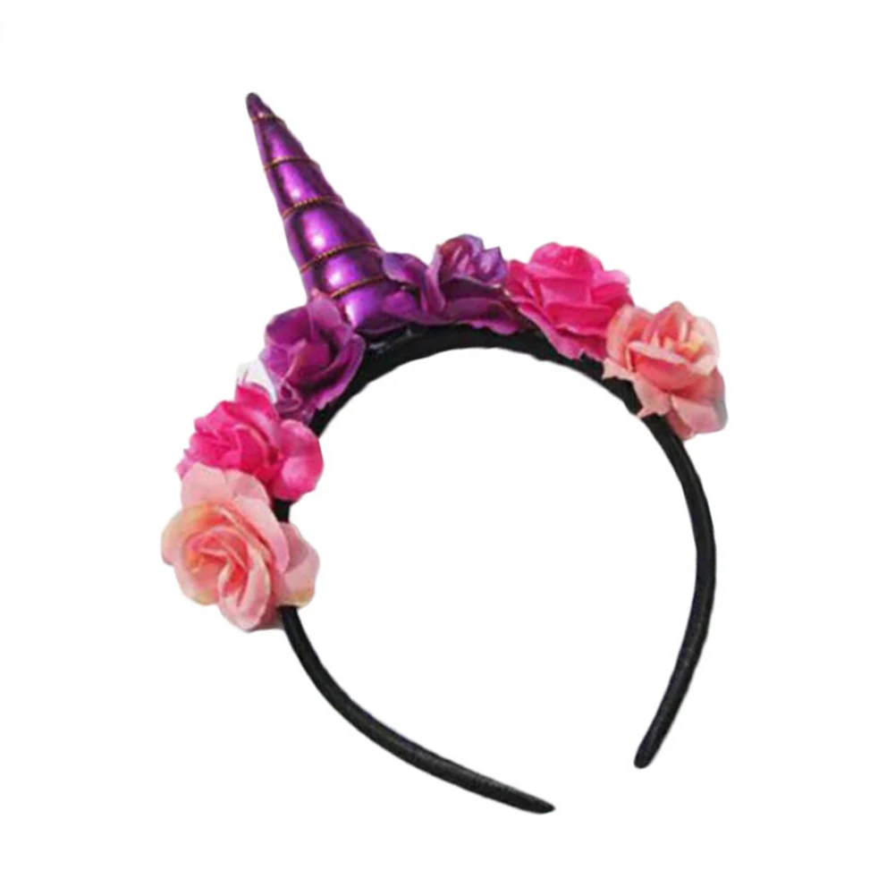2019 1PC Animal Horns Headband with Solid Color Flower for Girls And