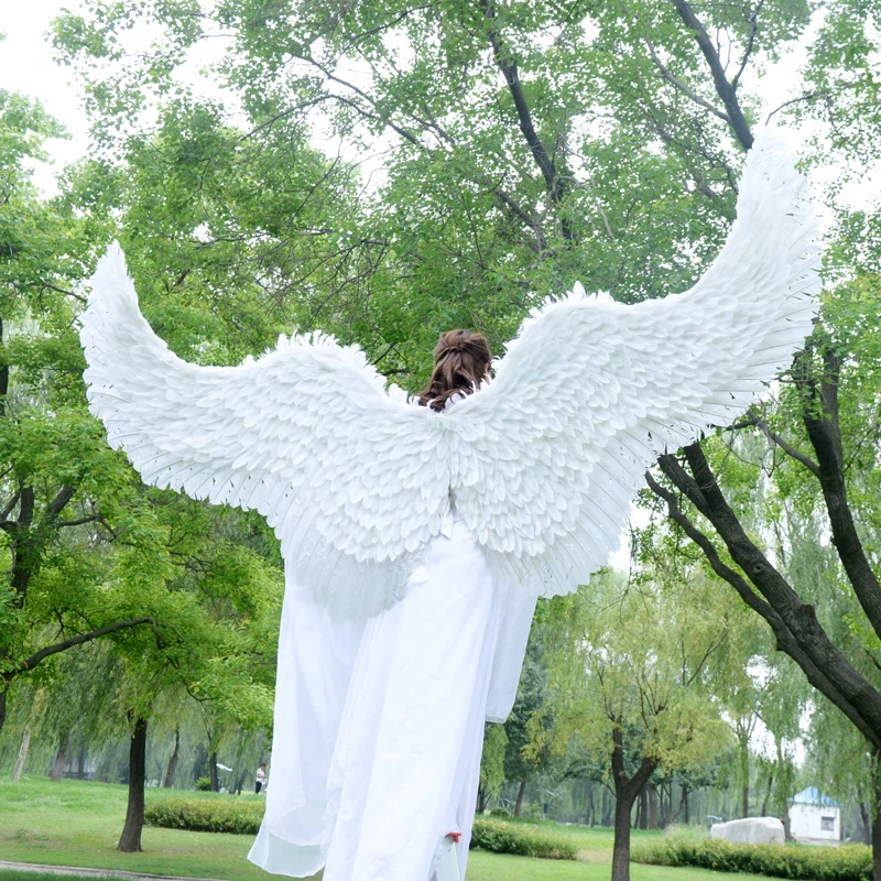 

Catwalk Stage Cosplay overall length 240cm angle wings white feathers wings,Performance film Props party gift a1988