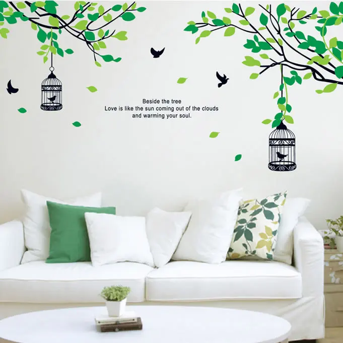 Large Elegant Flower Wall Stickers Green Color Wall Stickers