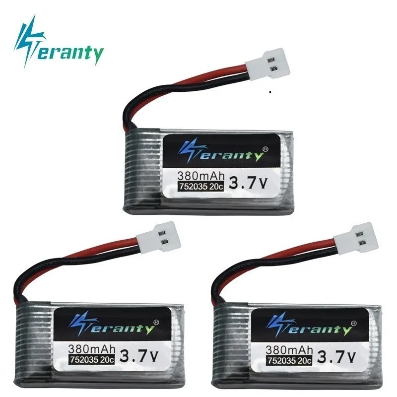 

3.7V 380mAh 752035 Lipo Battery Spare Replacement For Hubsan X4 H107 H107L H107D JD385 JD388 for RC Aircraft Multi-Rotors 3pcs