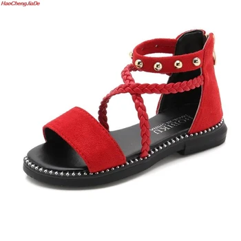 

HaoChengJiaDe Student Girls Sandals Cover Heel Kids Beach Shoes Summer Children Princess Shoes Fashion Gladiator Sandalias