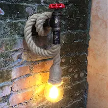 Держатель лампы 1 шт. Стилизация под водопроводную трубу Ретро пеньковая веревка настенный светильник для внутреннего украшения E27 светильник в розетку(без лампы)@ 1