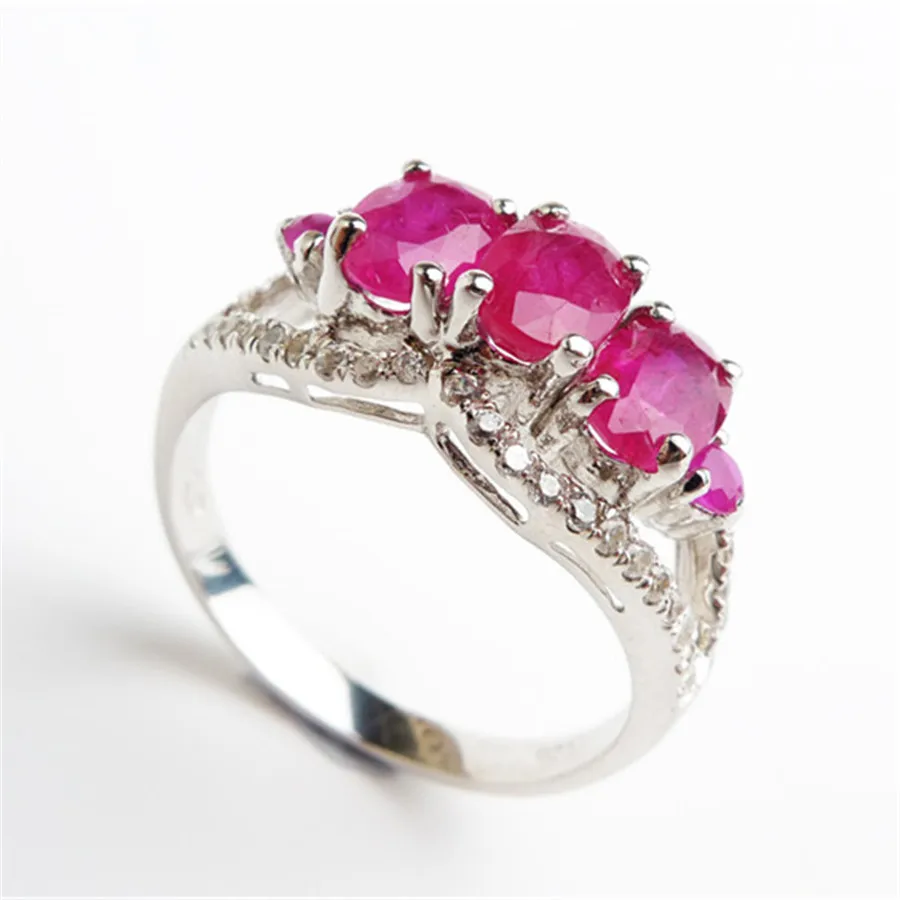 

Women Ladies Wedding Engagement Silver 925 Sterling Rings Zircon Jewelry Size 7 Genuine Rose Natural Stone Rings