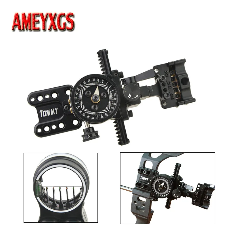 

1pc Archery 5 pins Bow Sight Adjustable Compound Bow Sight 0.019" Optical Fiber Sight Pin For Hunting Shooting Accessories
