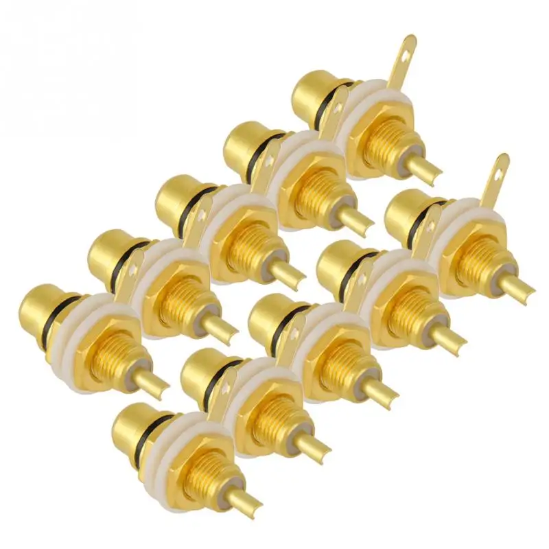 

WALFRONT 10Pcs/Lot Gold Plated RCA Jack Female Panel Terminal Socket Chassis HIFI Audio Connector