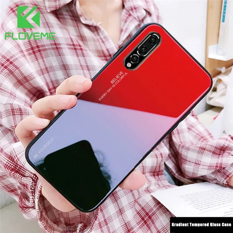 

Gradient Tempered Glass Phone Case For Huawei P20 P30 Lite Pro Soft TPU Edge Funda For Huawei Mate 20 10 Lite Pro Honor 8X P30