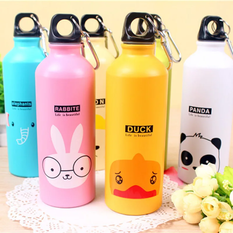جودة جميلة الحيوان في الهواء الطلق زجاجات المياه المحمولة الرياضة الدراجات التخييم سبائك الألومنيوم الاطفال المياه زجاجة 500 ملليلتر