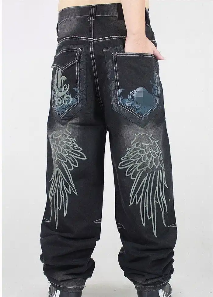 2018 Men Baggy Jeans Wide leg Jeans Men 