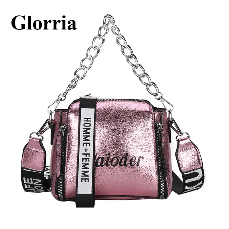 

Glorria 2019 Holographic Bags for Women Shoulder Bag Women Leather Crossbody Tote Bag Female Small Messenger Bucket Handbags Sac