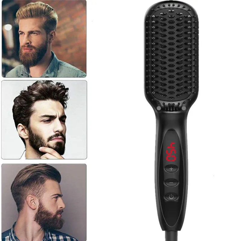 Günstige Männer Schnell Bart Haarglätter Styler Kamm Multifunktionale Haar Curling Curler Zeigen Kappe Werkzeug Elektrische Haar Styler für Männer