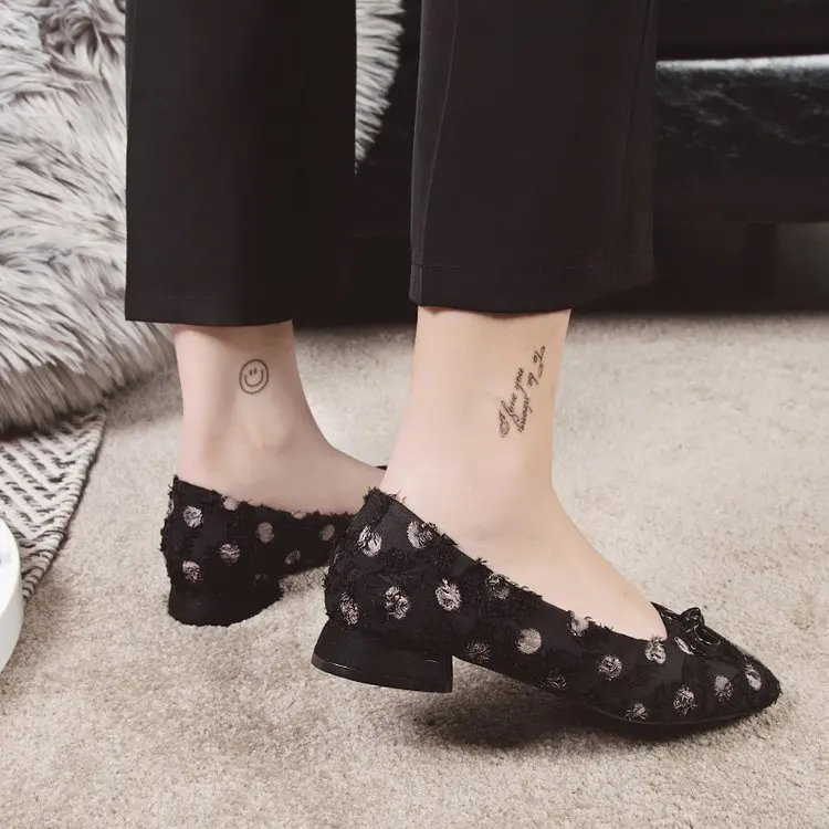 Nuevo 2018 Zapatos De Solo Redonda Boca Planos rosado Cabeza Arco Helado Baja Negro Fondo Simple Coreano Plano qRRwE