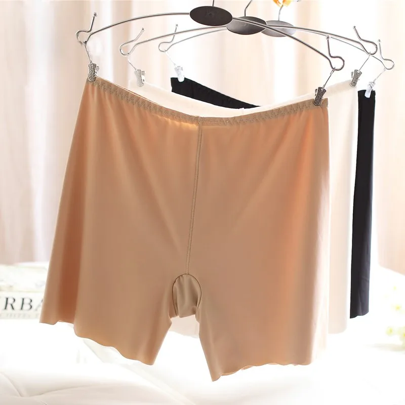 

Short Pants Women Seamless Ice Silk High Waist Stretch Solid Color Ladies Safety Short Pants Boxer Mujer