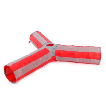 

US/AU/England/France/Germany Shipping Cat Colorful Tunnel Pet Rabbit Playing For Fun Product 3 Holes Collapsible Red Gray