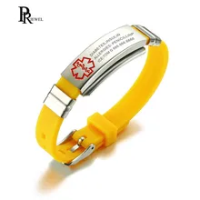 Adjustabel медицинский предупреждающий браслет из нержавеющей стали и силикона ID ювелирные изделия обеспечивают гравировка имя