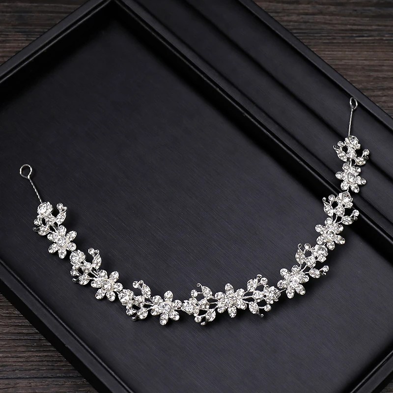 

Crystal Hair Band Women Hair Jewelry Wedding Rhinestone Flower Headbands Head Adornment Ladies Elegant Headbands