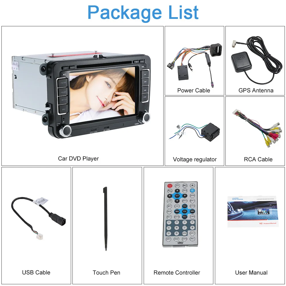 Discount 2 Din 7" HD Car DVD Carro Multimidia Player GPS Navi BT FM Universal Autoradio Cassette Recorder Automagnitola for VolksWagen VW 8