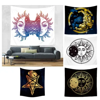 

Mysterious Medieval Canvas Tapestry Wall Hanging Magical Pattern Psychedelic Printing Tapestry with Art Chakra Home Decorations