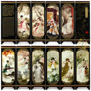 

MINI Screen Folding Screens 6 Joined Panels Decorative Painting Wood Byobu Noble Beauties Figure Shinvtu Group Noblewomen