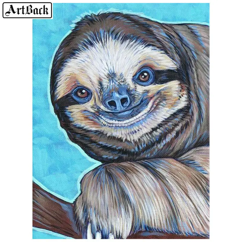 5d Diyのダイヤモンド塗装ナマケモノ色動物絵フル正方形のダイヤモンドの刺繍ナマケモノ3dダイヤモンドモザイクステッカー装飾 ダイヤモンド ペイント Aliexpress