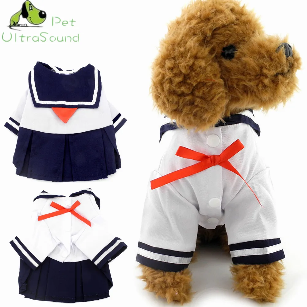 

ULTRASOUND PET Summer Pet Clothes Dog T-Shirt Pet Cat Clothing School Uniform For Dog Costumes Puppy Cotton Vest Spring T-Shirts