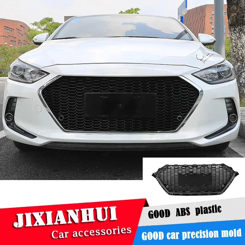 

For Hyundai Elantra 2017-2018 Racing Grills Honeycomb grid Front Racing Grill Grille black Front bumper modified For Elantra