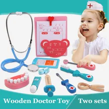 Детские претендует игрушки деревянные Для детей доктор комплект Fun Стетоскоп Игрушка Набор Развивающие игры игрушки