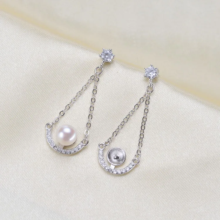 

925 Silver Pearl Earrings Mountings Fashion Earrings Charm Earrings Setting Finding Jewelry Parts Fittings Women's Accessories