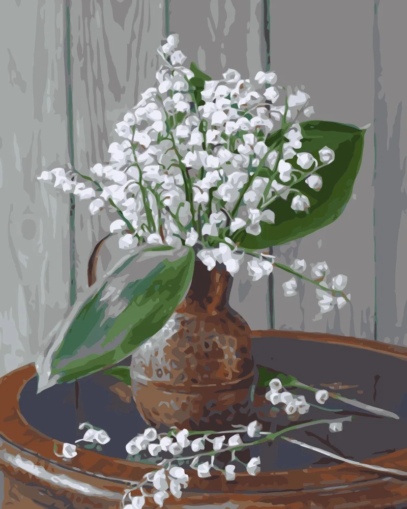 

MaHuaf-i540 Lilies of the valley flowers DIY oil painting by numbers on canvas hand painted canvas oil painting for living room